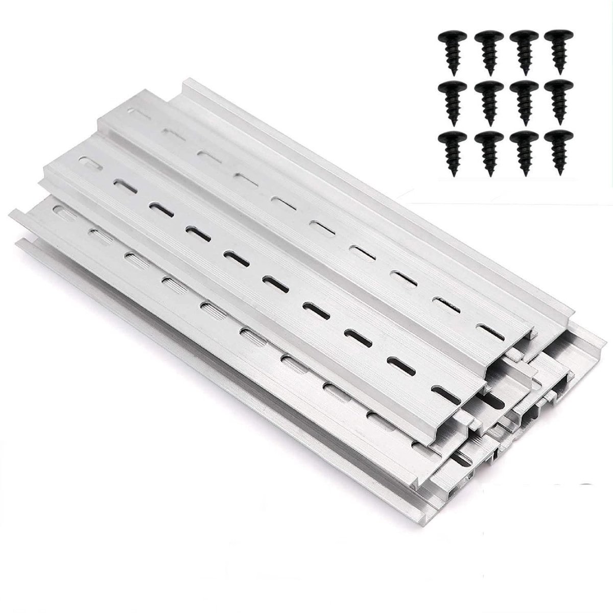 6-delige DIN rail set van aluminium voor installatie van verdeeldozen in besturingskasten (35 mm breed, 200 mm lang, 7,5 mm hoog) - Duurzaam, Lichtgewicht en Eenvoudige Montage