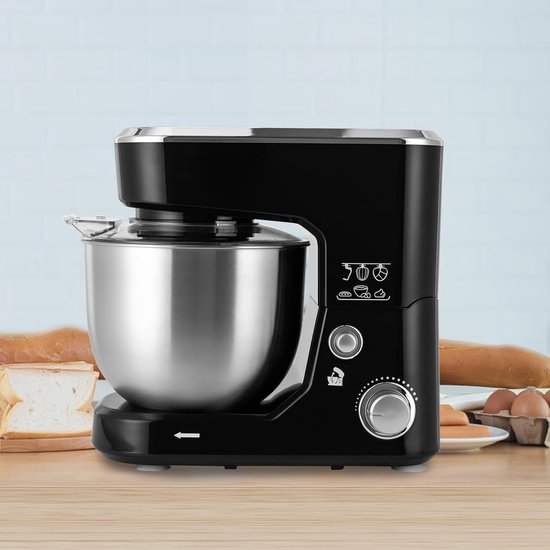 Keukenmachine - Mixer Deegmachine - Bakken En Mixen - Krachtige 1000W Motor - 5 Liter Kom - Zwart Zilver — afbeelding 4