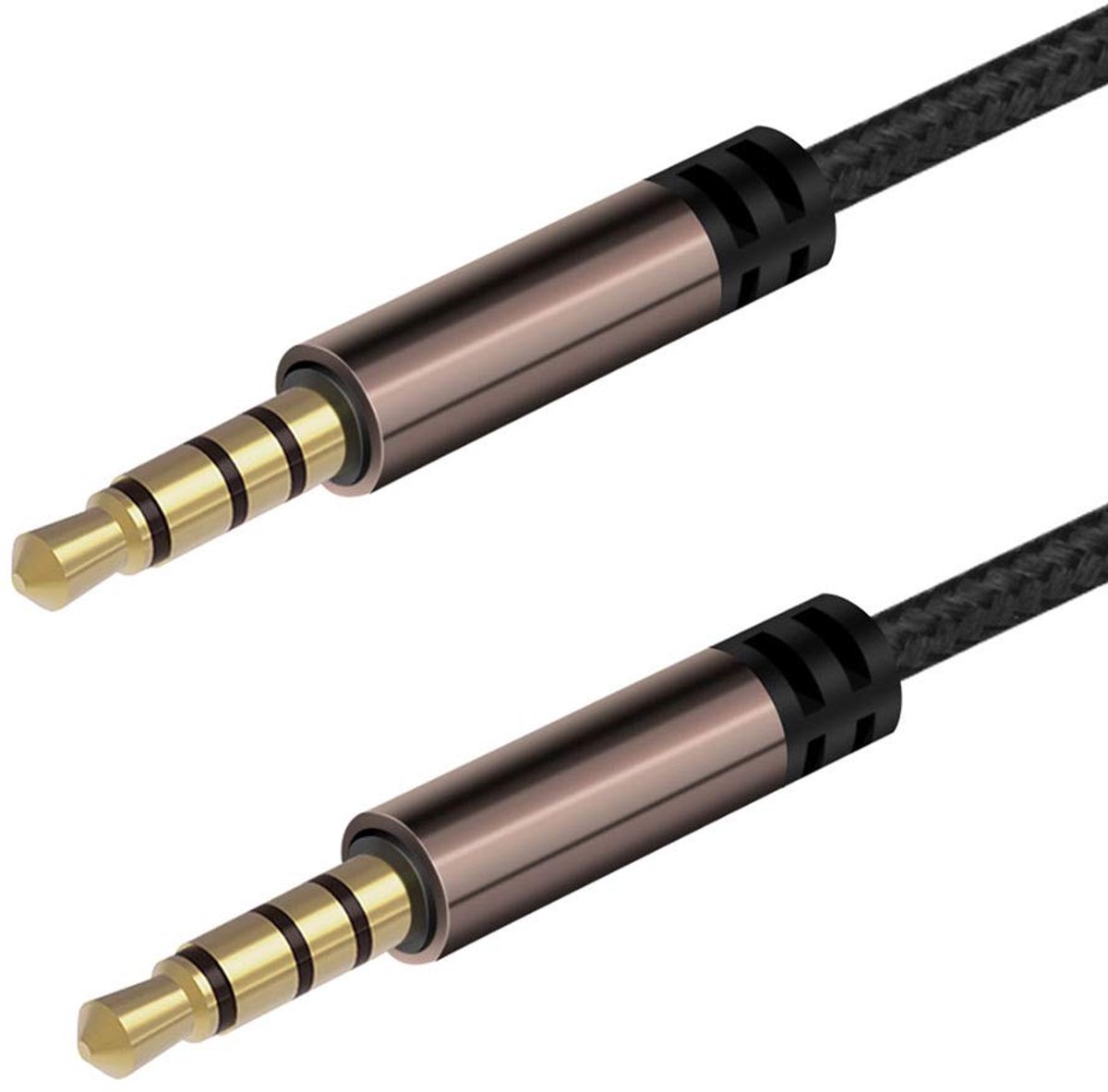 4-palen (microfoon + hoofdtelefoon), 3,5 mm Nylon Gevlochten Tangle-Free Auxiliary Mannelijke naar Mannelijke Stereo Jack Koord voor Auto/Home Stereo, Luidspreker, iPhone iPod iPad,Hoofdtelefoon 3M/10FT