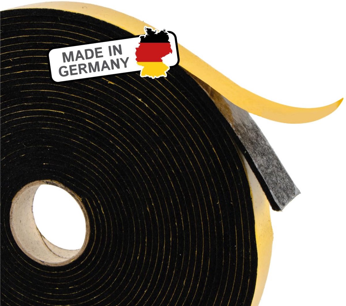 Zelfklevend, 20 mm breed × 3 mm, 10 m, zwart, Made in Germany