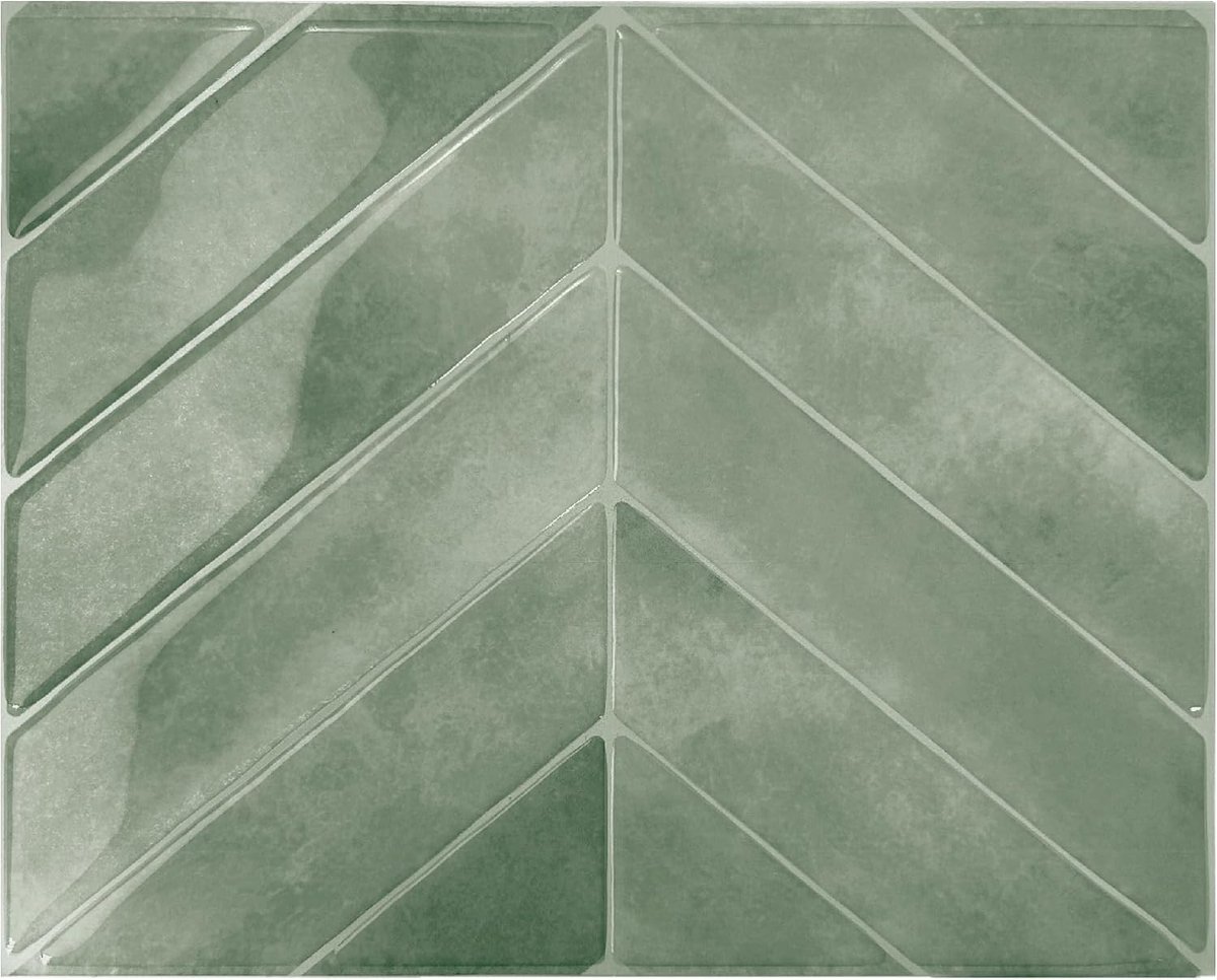 Tiles Plaktegels Zelfklevend, Chevron Zwart, 29,02x22,86 cm | Set van 5 (0,33 m²), Mat/Glanzend, Hitte-/vochtbestendig, Laag VOC, Keuken/Badkamer, Ideaal voor huurders, Gemaakt in Canada