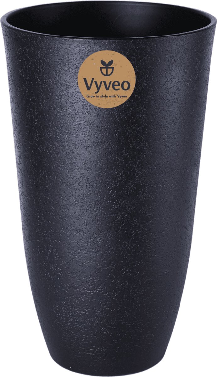 Vyveo - Bloempot Tower - 31x52 - Zwart - Bloempot voor binnen en buiten - Lichtgewicht - Breukbestendig - Vorstbestendig - UV-bestendig