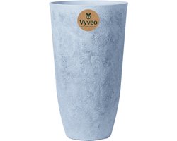 Vyveo - Bloempot Tower - 35x61 - Lichtgrijs (Retro) - Bloempot voor binnen en buiten - Lichtgewicht - Breukbestendig - Vorstbestendig - UV-bestendig