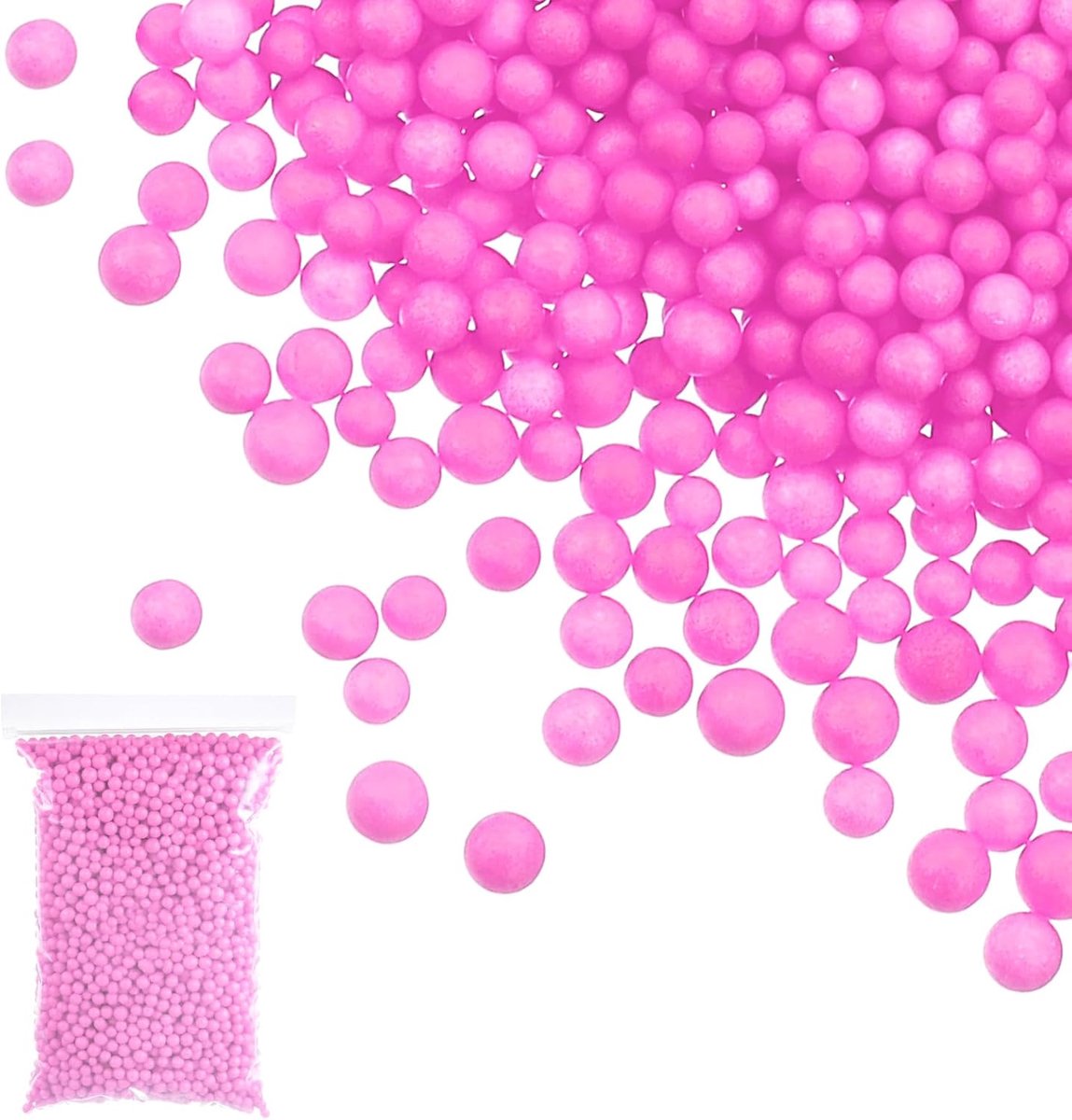Schuimkralen, 7-9 mm schuimballen, mini-kleine schuimballen, polystyreenkralen voor doe-het-zelf knutselbenodigdheden, bruiloftsfeestdecoratie, kunst, zelfgemaakt, roze