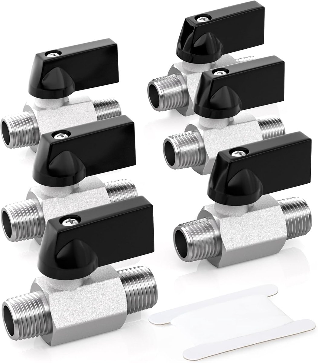 6stuks 1/4 Inch Mini Messing Kogelkraan Afsluitschakelaar, 1/4 x 1/4 Inch Male Pipe Fitting
