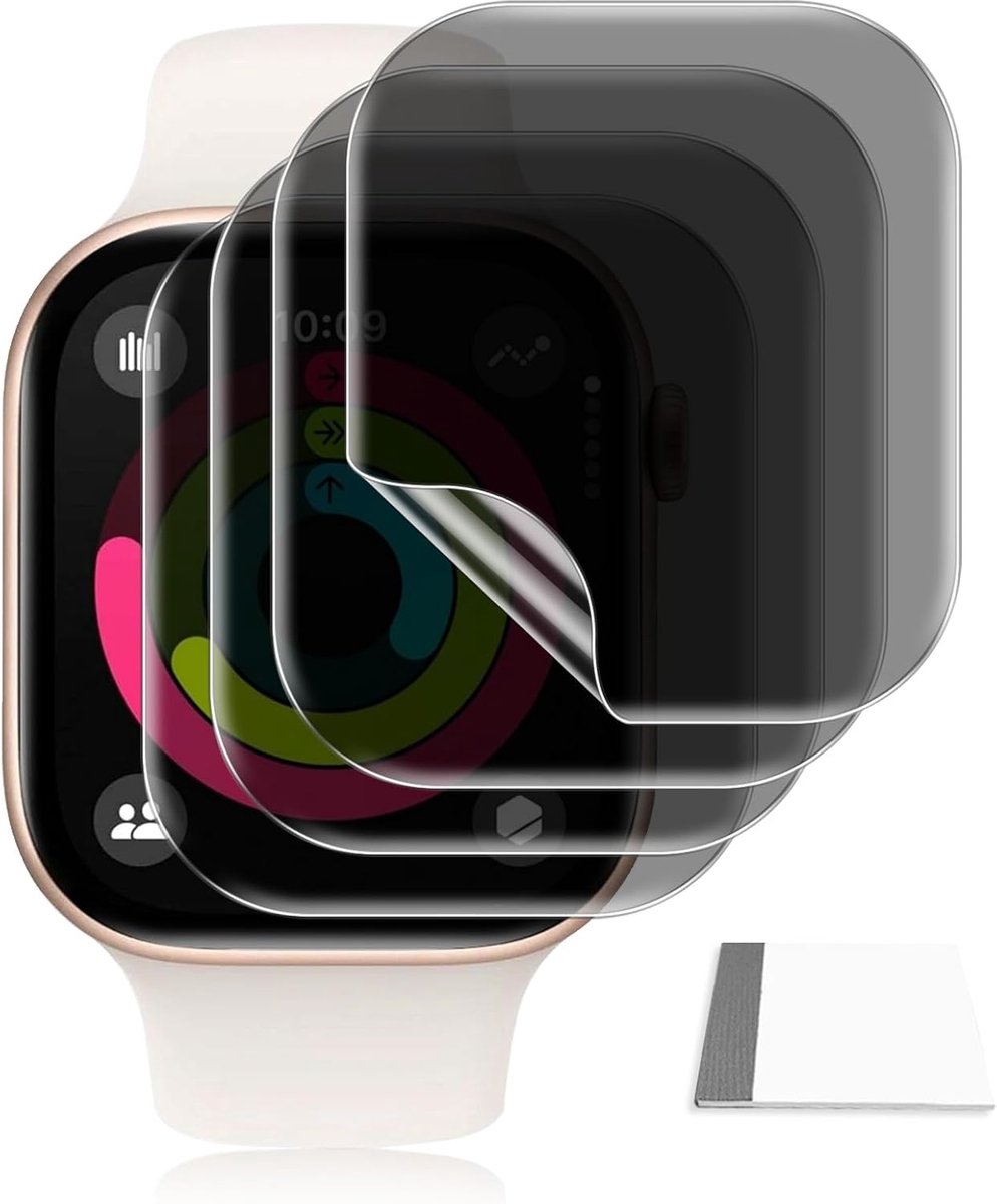 4 stuks zichtwerende folie voor Apple Watch Series 11/10 42 mm, HD Sensitive Flexibele TPU beschermfolie, krasbestendig, eenvoudig aan te brengen, displayfolie, privacy voor iWatch Series 11