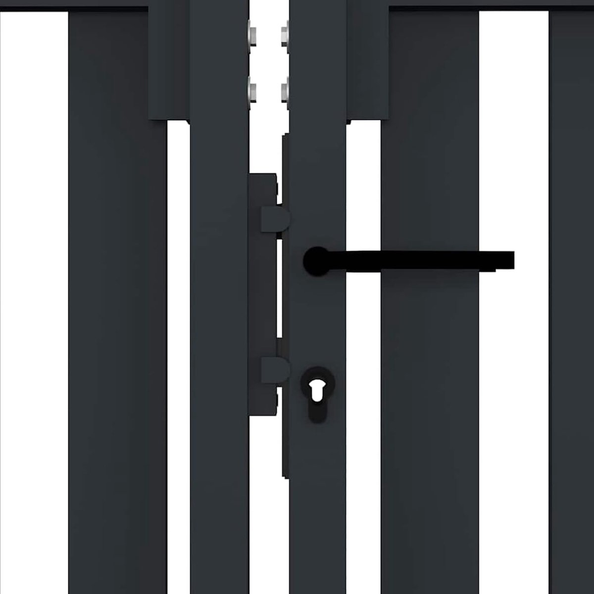 Dubbele hekpoort 300 x 75 cm antraciet van gepoedercoat staal - tuin- en percepoort met slot, handgreep en aardingspen