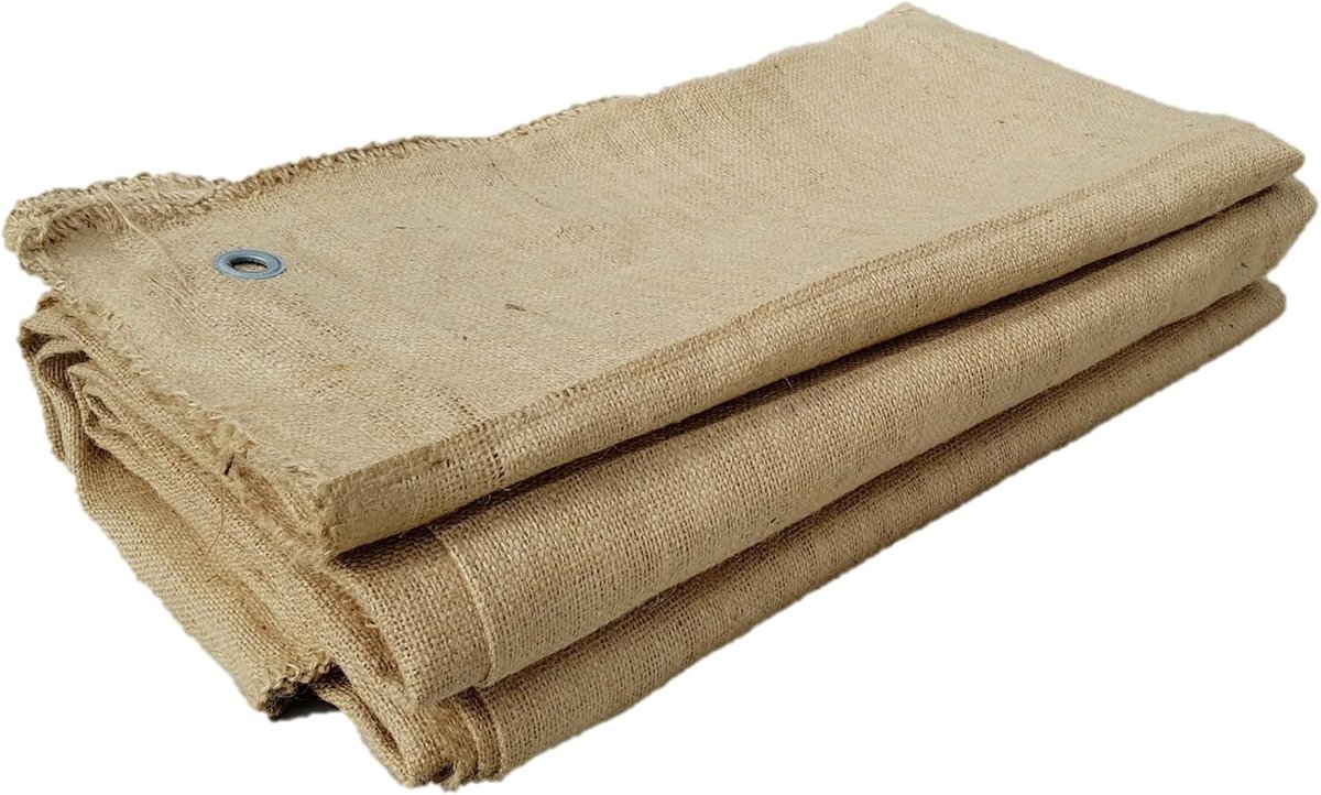Menggoedzeil van jute kwaliteit S495 met ringogen op de hoeken, macadamzeil, asfaltzeil, teerdeken, jutezeil, vrachtwagenzeil, hittebestendig, Made in Germany (3,0 x 6,0 m)