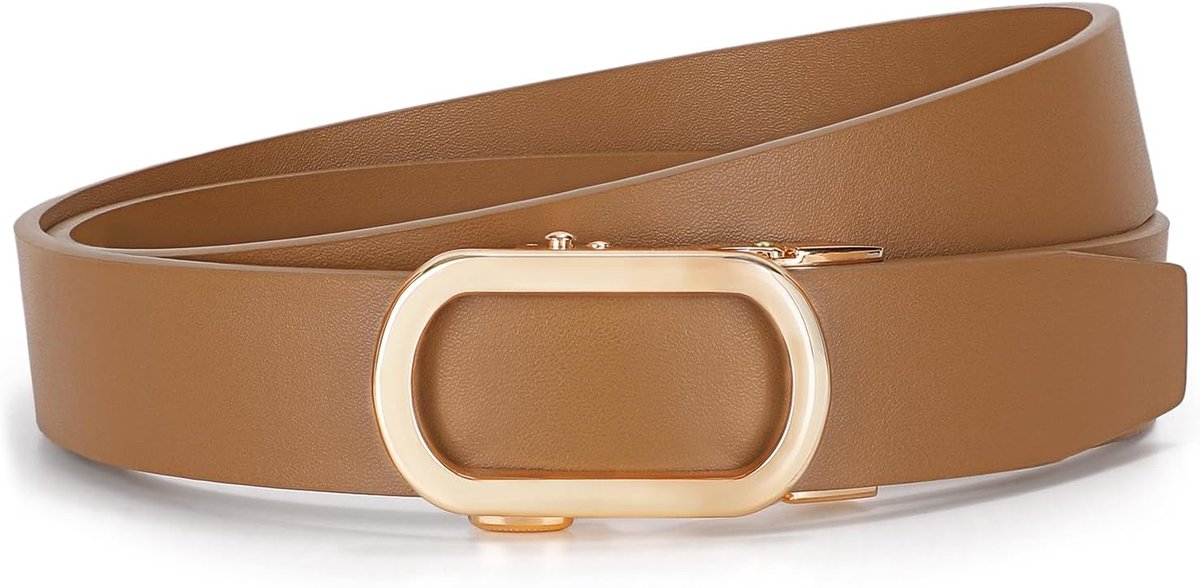 Ratelriem voor dames, 3,1 cm breed, automatische leren riem voor jeansbroeken met gouden schuifgesp