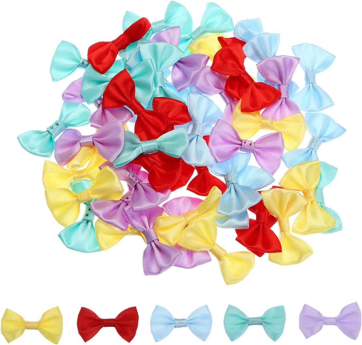 50 stuks veelkleurige vlinderstrikken, 3,8 x 2,5 cm, mini-strikken voor knutselen, kleine satijnen strik, grote verpakking voor doe-het-zelf naaien, scrapbooking, huwelijkscadeau, decoratie,