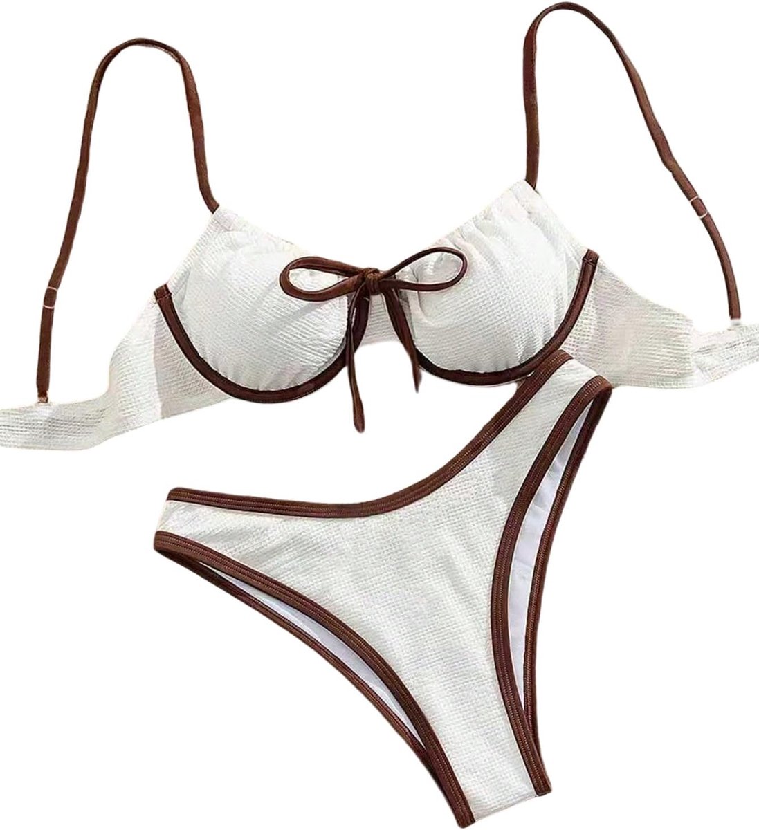 Bikini dames set met beugel push-up badpak set spaghetti bikini bovendeel en bikini broek strand badmode met binddetail zwemkleding strandoutfit