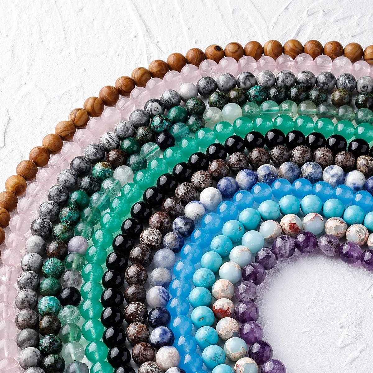 Meerkleurig, 8 mm, 16 stijlen, stenen kralen, voor het maken van sieraden en genezing van natuurstenen