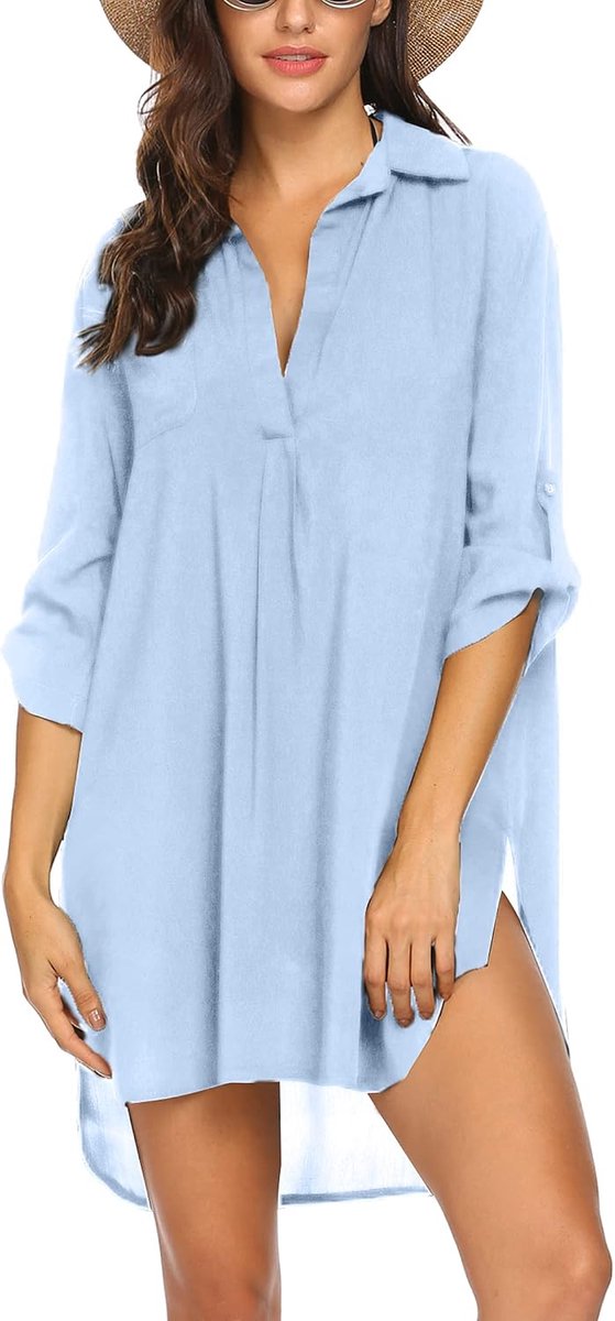Strandjurk voor dames, bikini, cover-up, strandponcho, zomer, badmode, strandbedekking, shirt
