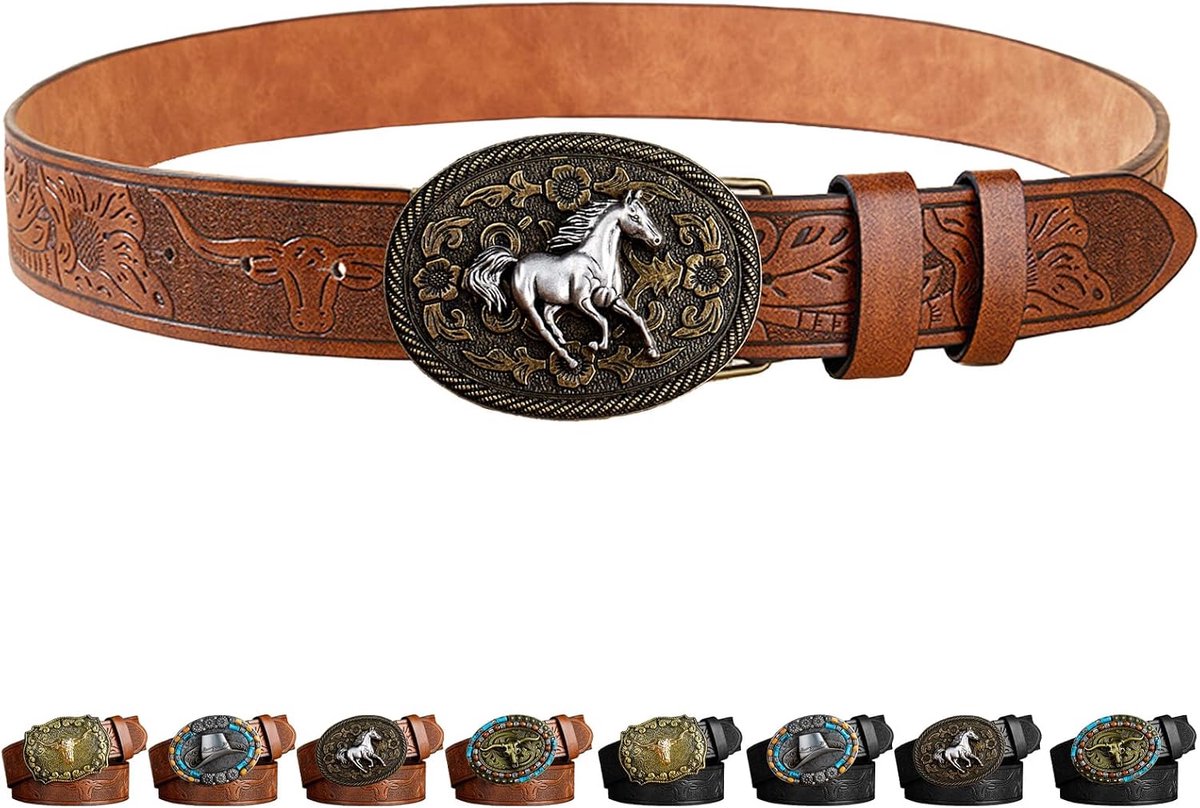 Leren gesp riem voor mannen vrouwen, westernriem leer cowboy riem, middeleeuws kostuumaccessoires, Halloween-decoratie, verjaardagscadeau, kerstcadeau
