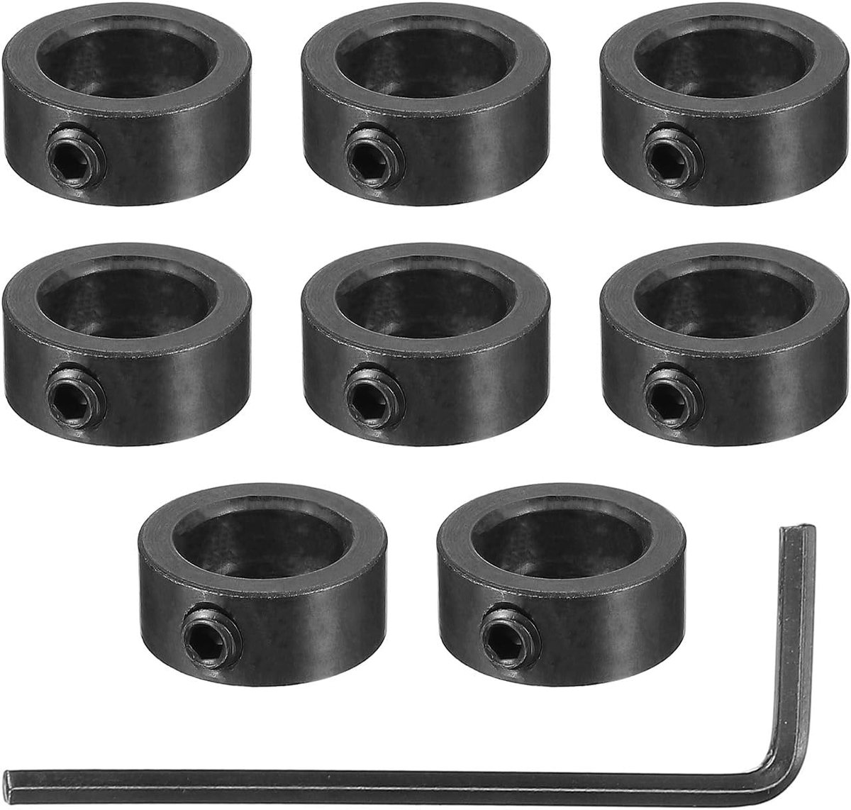 Boring 1/2 inch golfkraag 3/4 inch buitendiameter 5/16 inch dikte, 8 stuks koolstofstalen zijklauwkraag met schroefdraadstift en sleutel voor de machieedschapsindustrie, zilver