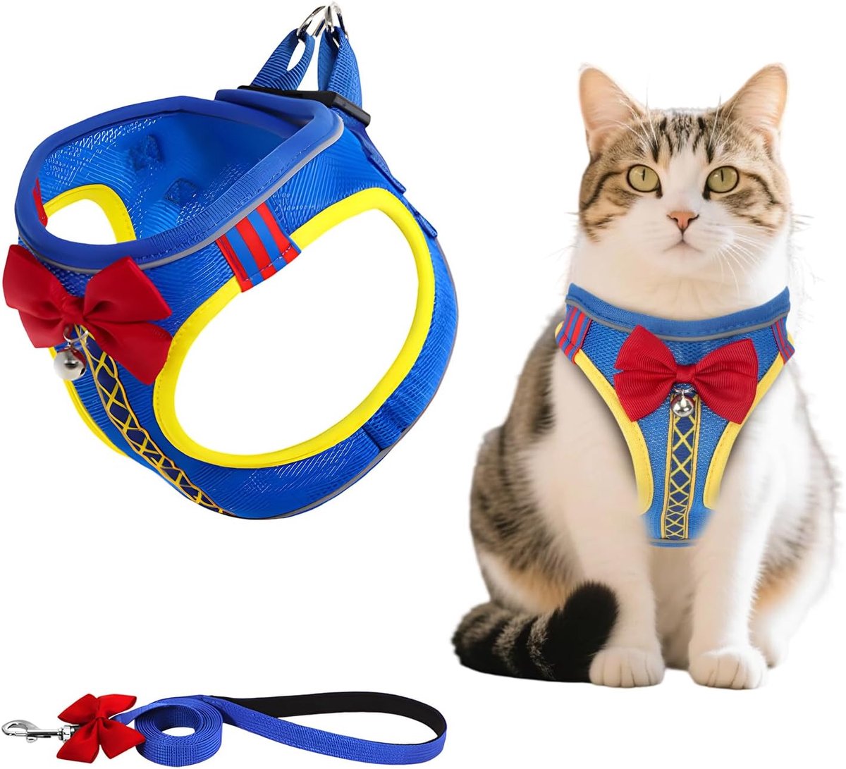Gentleman tie-vest, kattenharnas met riem, zacht harnas voor katten, borstharnas, kattenharnas, kattenharnas, anti-ontsnapping, verstelbaar, kattenvest met harnas voor katten (S)