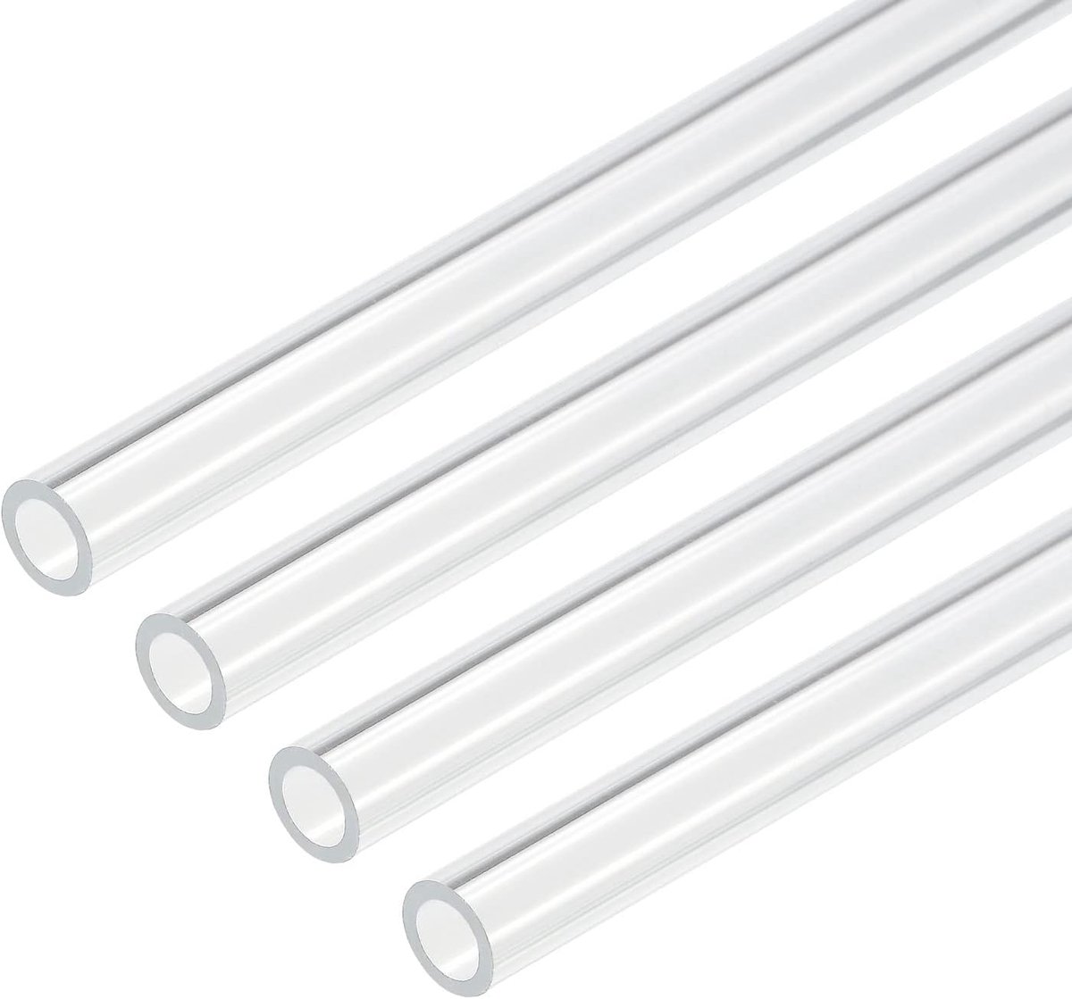 Sourcing map Acrylslang, transparant, stijf, rond, buis 7 mm, ID 10 mm, OD, 25,4 cm, voor lampen en lantaarns, waterkoelingssysteem, 4 stuks