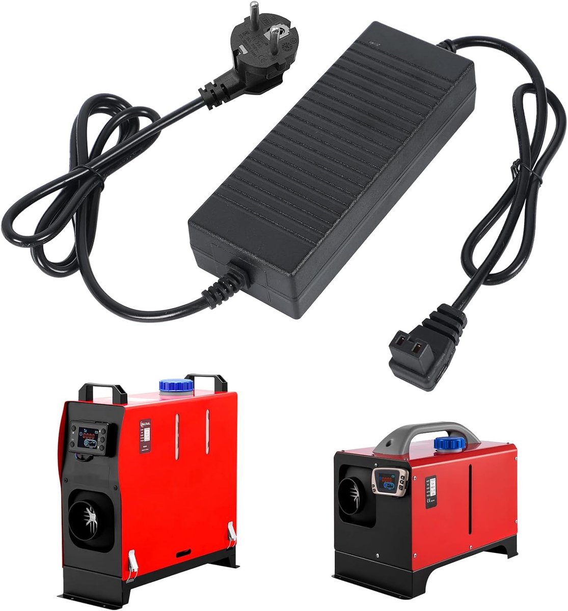 12 V staande verwarming, dieselvoeding, 230 V naar 12 V transformator, netadapter voor 5 kW 8 kW all-in-one dieselluchtverwarming, voor caravan, camper, garage