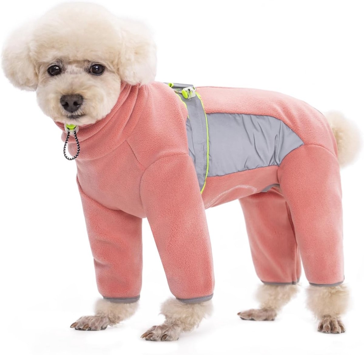 Fleece Jasje voor Honden, Volledige Bedekking met 4 Poten en D-Ring, Verstelbaar en Warm voor Kleine en Middelgrote Honden in de Winter (XL, Roze)