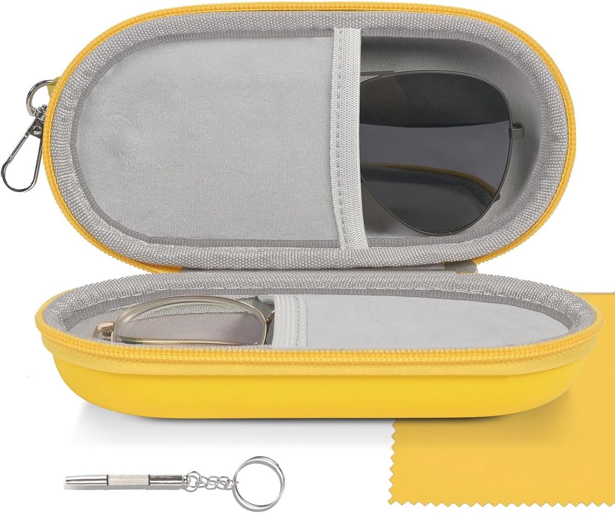 Leren Bril Etui voor Zonnebrillen en Correctiebrillen met Rits, Ideaal voor Reizen en Organisatie