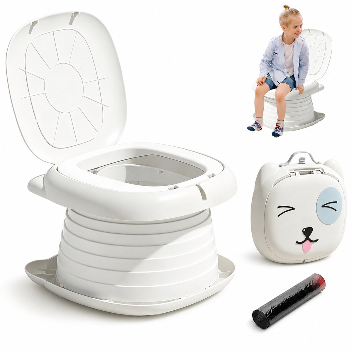 Bobypet - Baby Kinderpotje - Draagbaar En Opvouwbaar Kinderpotje - Inclusief Wegwerpzak - Voor In De Auto, Op De Camping Of Thuis
