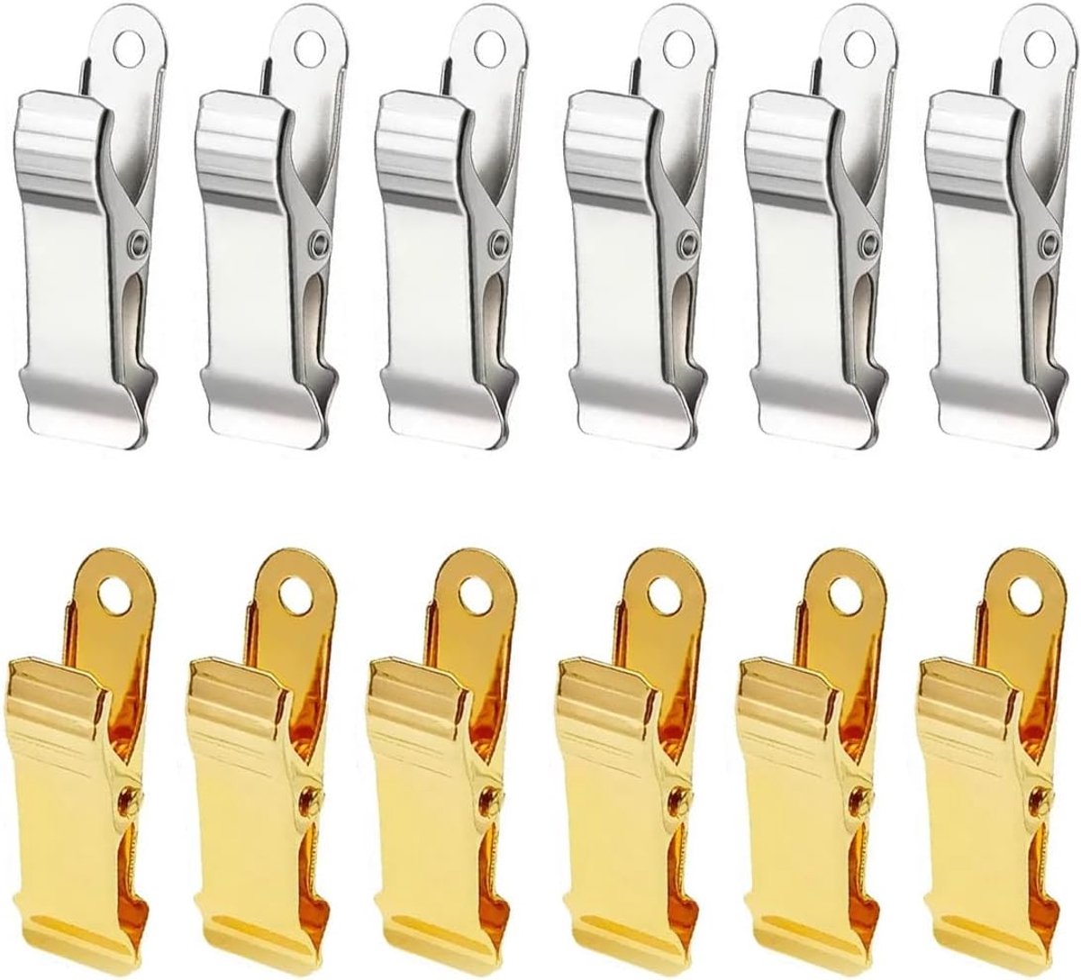 SnelShoppen - Pack van 12 Metaalclips, Krokodil, 1.2 cm Breed, Mini Klemmen voor Foto's, Gordijnen, Kleding, Snacks, Niet-Slip Zilveren Clips