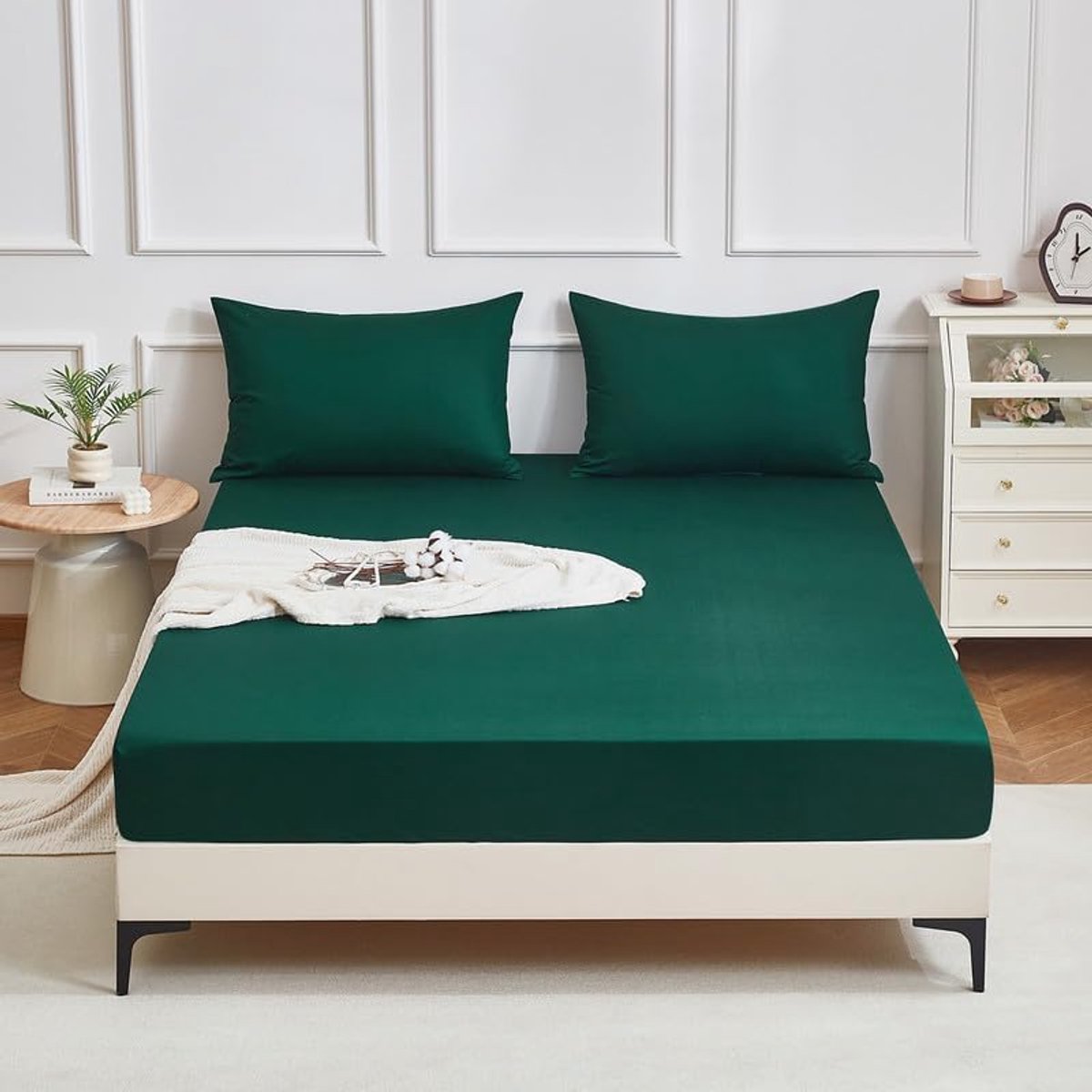 Mako Satijn Hoeslaken 90x200 Groen Olijfgroen 100% 40S Katoen Antibacterieel Boxspringbed Frotté Topper Glanzend Bedlaken Hoeslaken Katoen 90x200 voor tot 30cm Matras