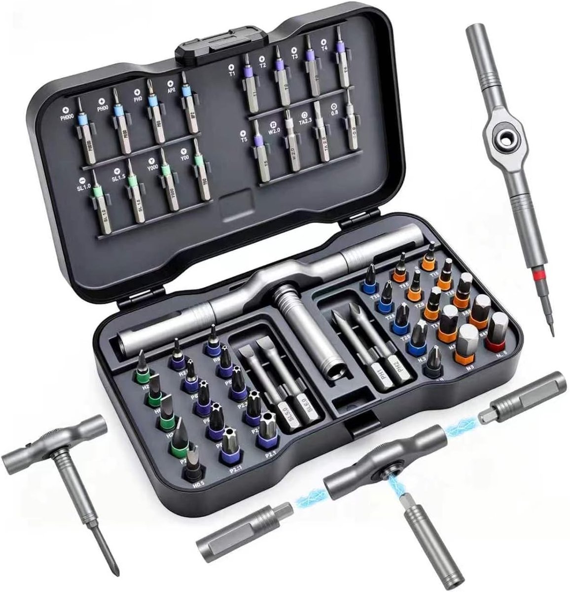 Schroevendraaierset - Zwart - 50-in-1 - Magnetische T-handgreep van S2 Staal - Voor Meubels en Elektronica