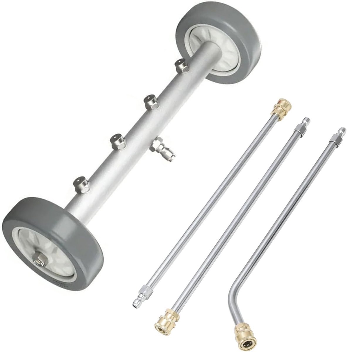 Hogedrukreiniger voor Auto-Onderkant 41 cm, met 3 Verlengstukken en 1/4" Snelkoppelingsmondstuk, Undercarriage Pressure Washer voor Onderkant Inclusief 4 Mondstukken, 4000 PSI (Grijs)