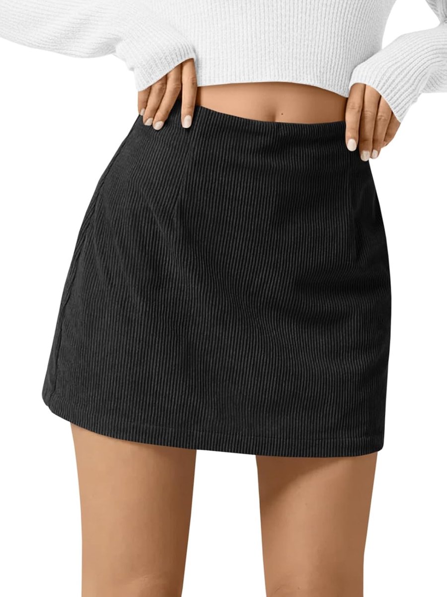 Corduroy minirok voor dames, A-lijn, hoge taille, korte rok, casual, basic cordrock