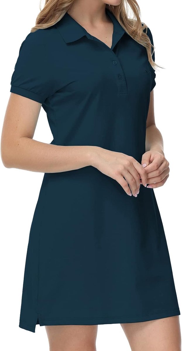 Polojurk voor dames, korte mouwen, zomer, katoen, werk, sportjurk, tennis, golfjurk
