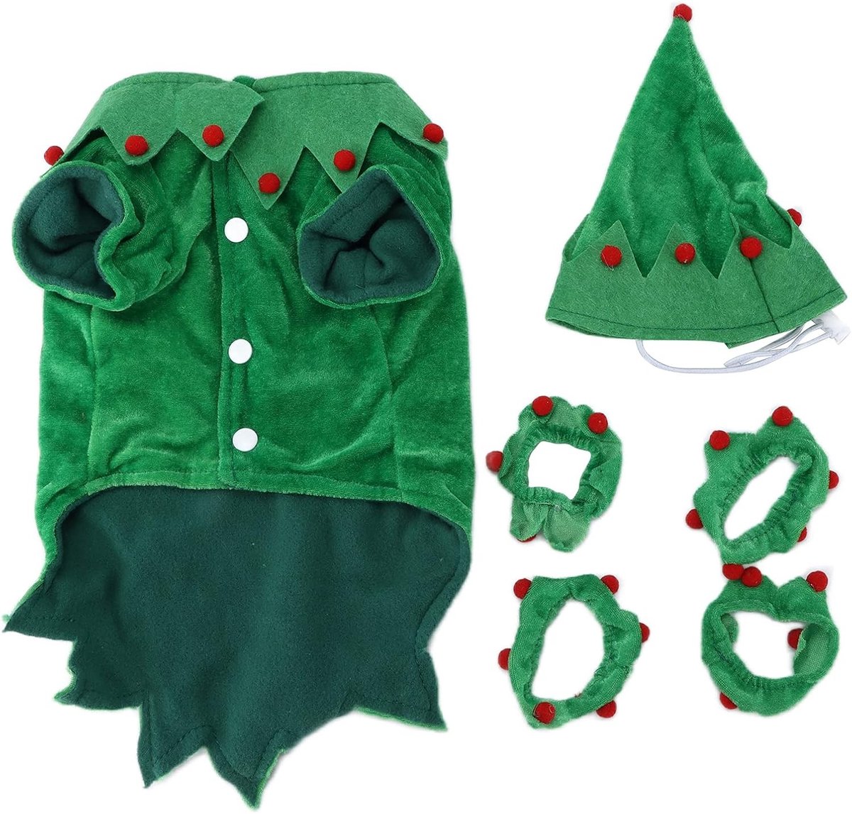 Comfortabele huisdier kostuums in kerstelf stijl - Grappige cosplay outfits voor honden en katten van zacht materiaal, perfect voor de koude seizoenen en feestdagen