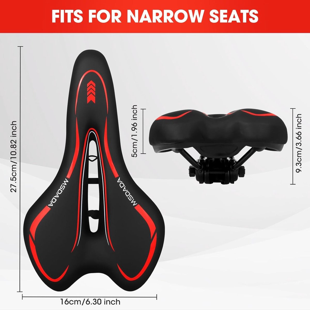 Comfortabel gel fietszadel voor mannen en vrouwen, waterdicht en zacht, ideaal voor BMX, racefiets, mountainbikes en stadsfietsen