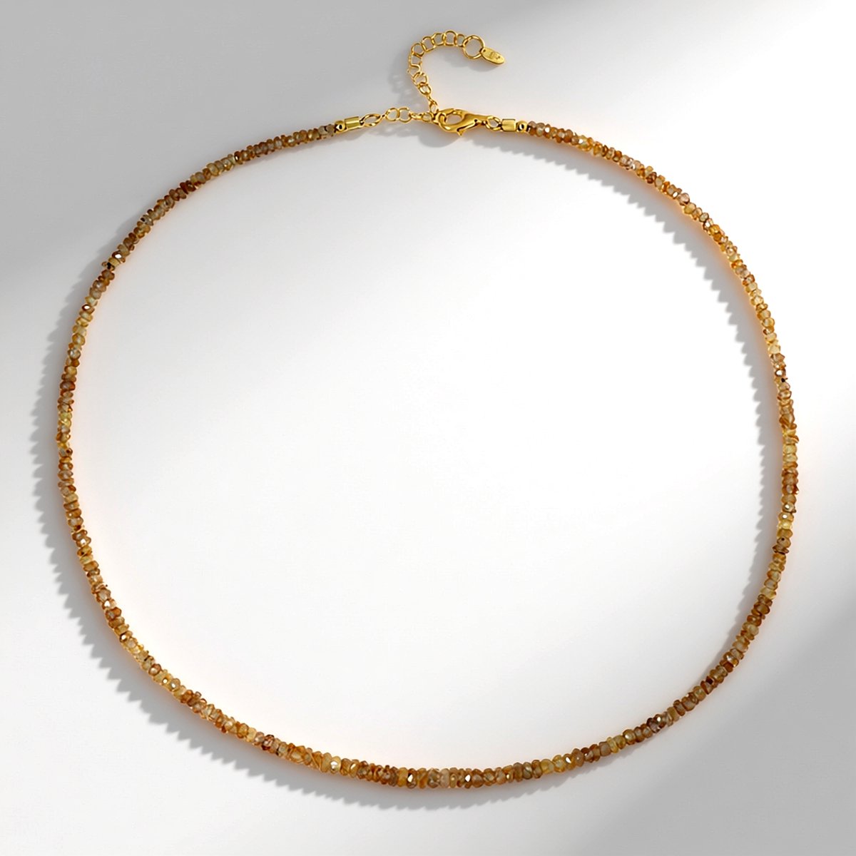 Cavill - Vergulde 925 Sterling Zilveren Ketting - Bruine Cognackleurige Zirkonia 60,32 ct - Verstelbare Damesketting - Elegant Facetteerd Design