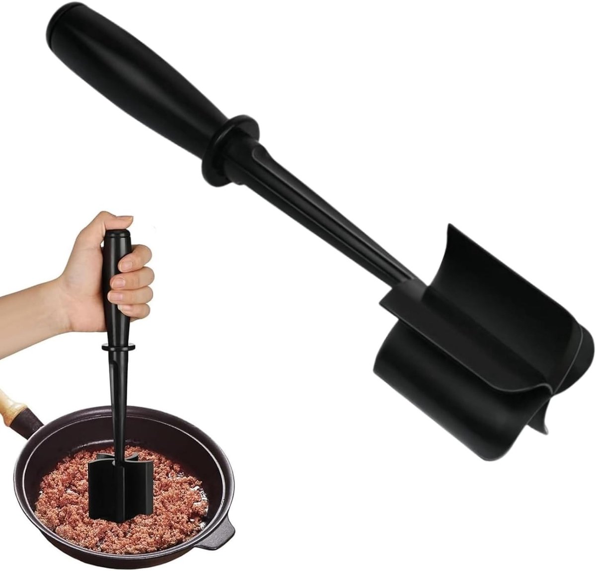 Handheld Vleeshakmolen - Zwart - Hittebestendig - Multifunctionele Stamper voor Vlees en Voedsel
