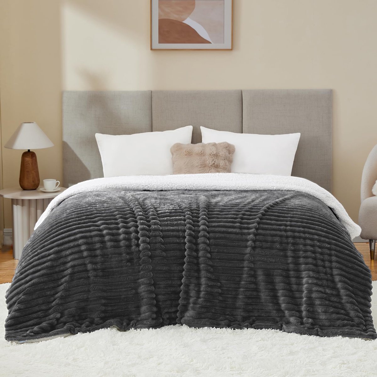 WAVVE Knuffeldeken pluizige deken grijs 150x200 cm - ShopVlot