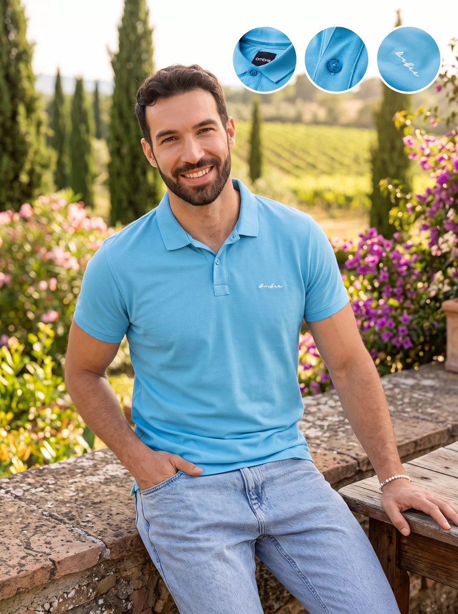 Italian Style - Modena - Heren Poloshirt - Blauw - Style-Italie