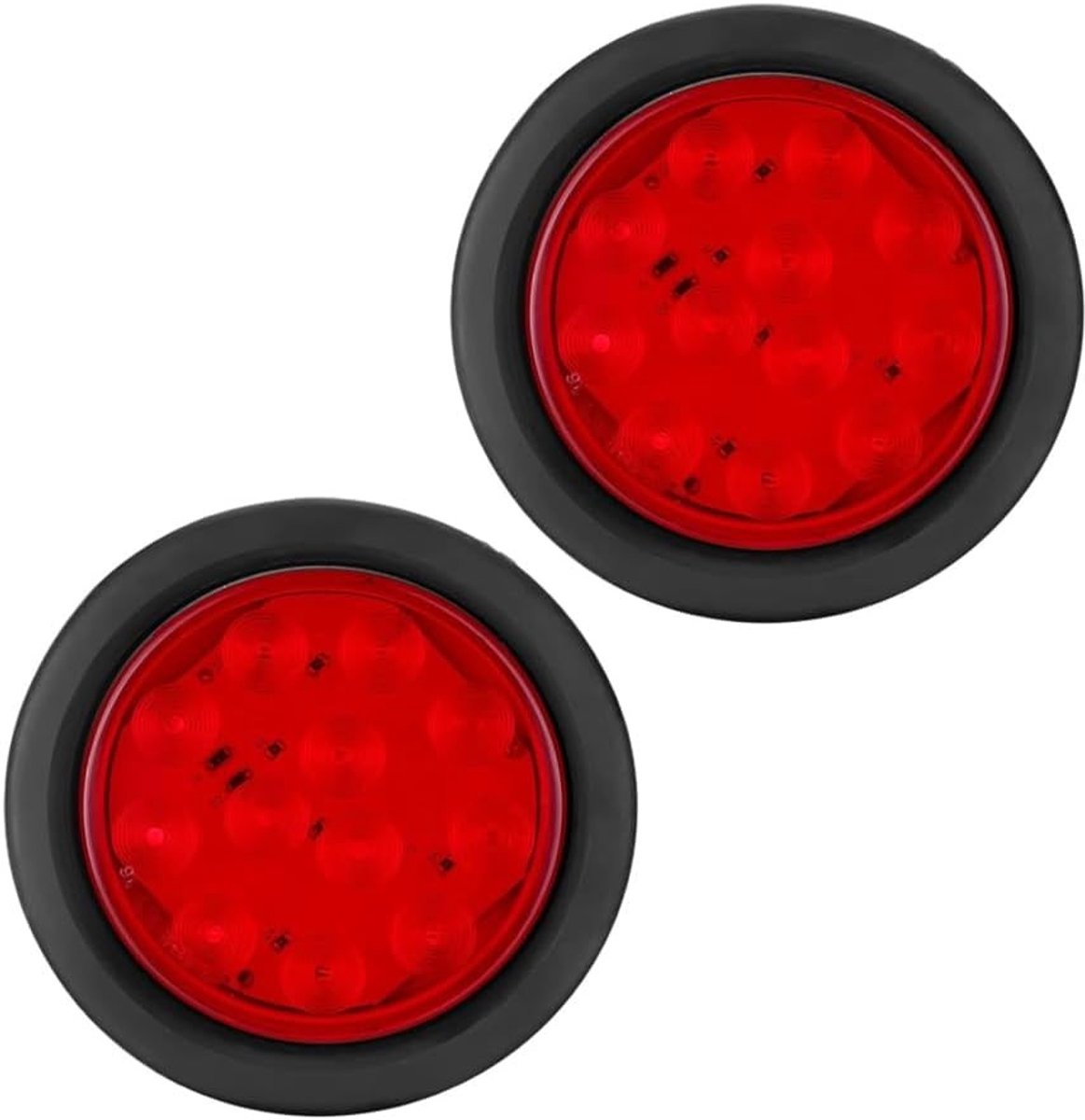 10 cm Rode Ronde Trailerlicht met 12 LEDs, Achterlicht, Remlicht en Indicator, Set van 2 voor Trucks en Voertuigen