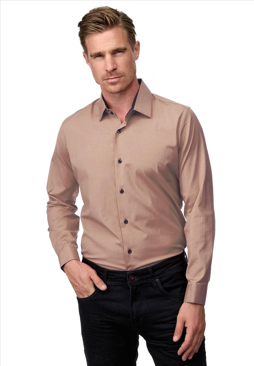 ItalianStyle - Heren Overhemd - Slim Fit Model - Beige - Modaitalia