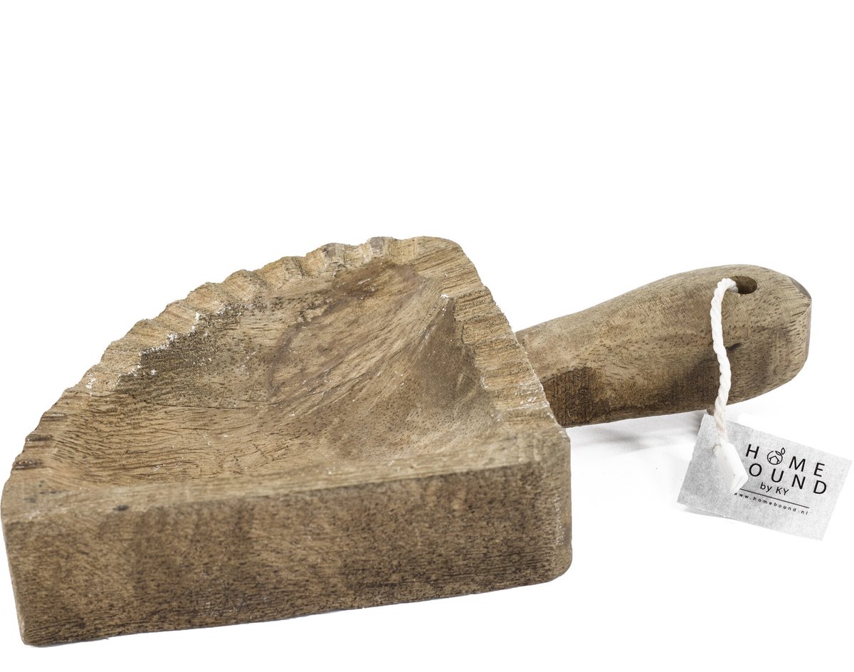 Houten Schaal met Hengsel - Amberblokjes - Naturel - 20 x 10 x 3,5 cm