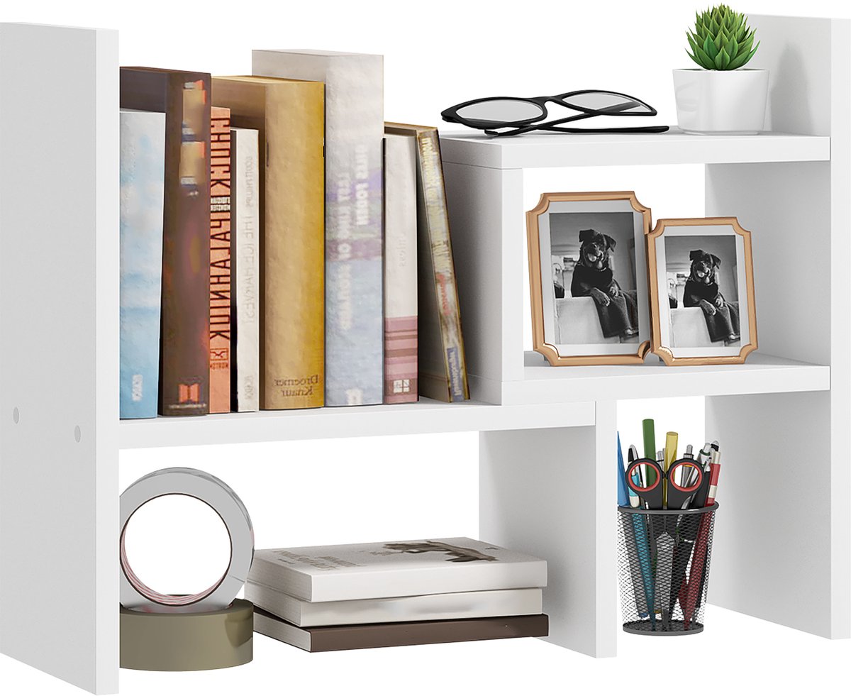 Modulaire bureauplank, multifunctionele bureau-organizer, bureauplank (2 stuks) wit hout