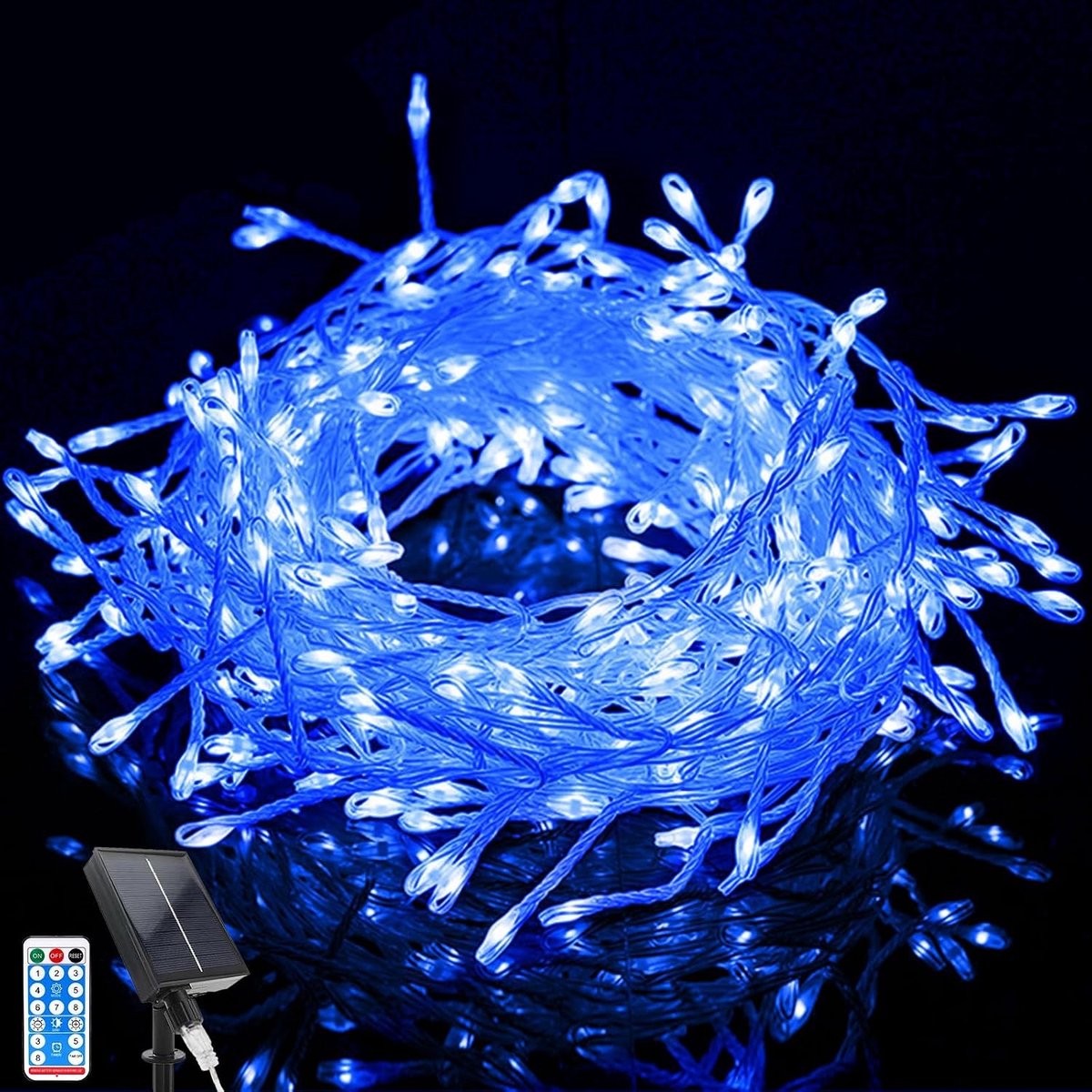 Solar Kerst String Lights - Blauw - 10 meter - Waterdichte LED Verlichting met Afstandsbediening - Voor Buiten en Binnen
