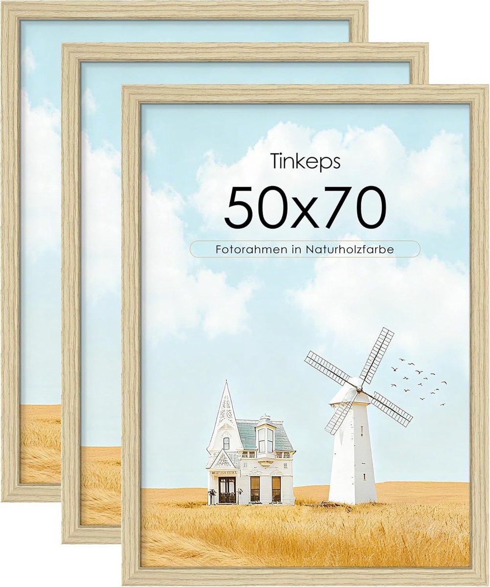 Schilderijlijst 50 x 70 - Eiken - 50 x 70 cm - Set van 3 - Voor foto’s en postertjes