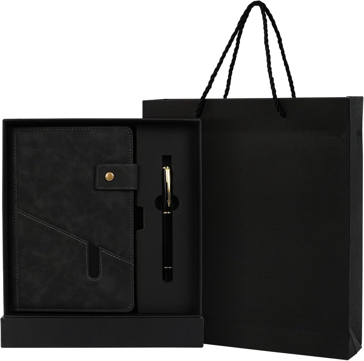 CRITIVE-SHOP Lederen notitieboek, A5, cadeauset, dagboek voor volwassenen, notebook met pen, geschenkdoos, tas, bullet - ShopVlot