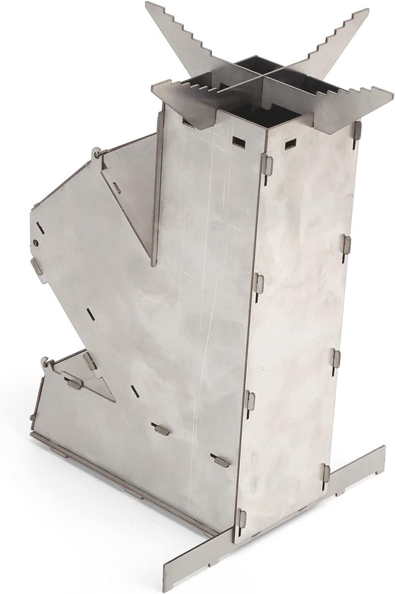 Draagbare en Duurzame Rocket Stove voor Kamperen en Wandelen, Rvs Afneembare Kooktoestel voor Buitenactiviteiten en Outdoor Eten