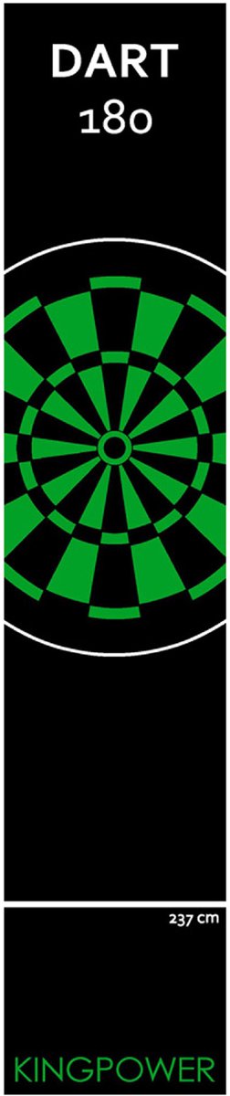 Dartmat, accessoires voor stalen darts, darts, dartbord, dartmat, target oche darts, bescherming van de werplijn, rubberen vloerbedekking, groen dartbord, 290 x 60 cm, Kingpower