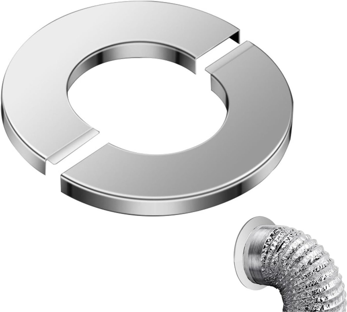 Chimney Flange Rosette van RVS 100mm | Twee Delige Wandflens | Decoratieve Pijpafdekking Ø102mm Gat (24mm Rand) voor Schoorsteeninstallatie