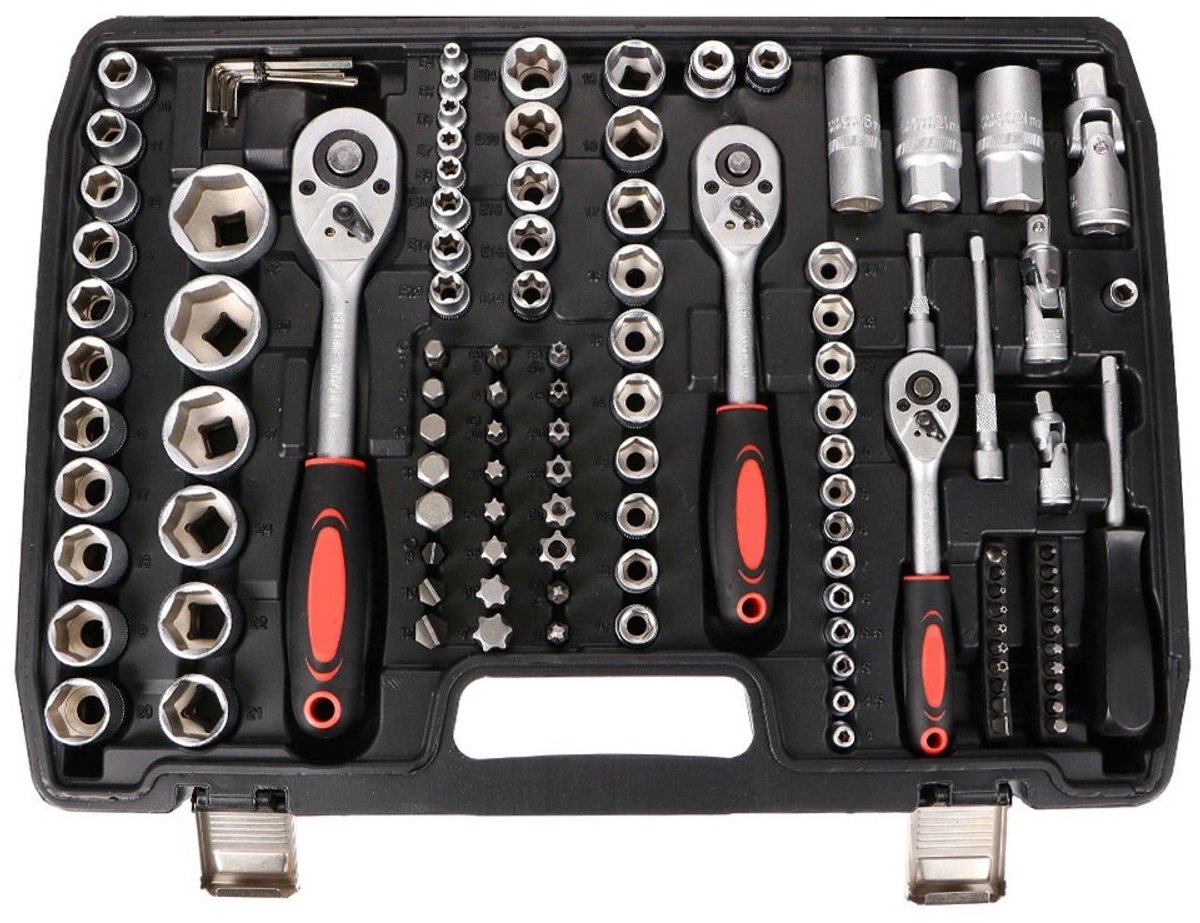 Dopsleutelset 171 - delig Mechanica - Ratelsleutelset met Doppen en Bits in Koffer - Gereedschapsset Auto