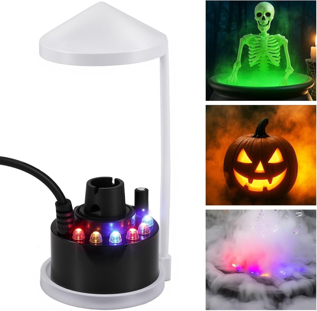 Ultrasone Vernevelaar - Wit - Mini-Rookmachine met 12 LED-lampen - Voor Vijver en Aquarium