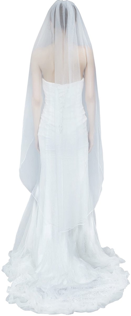 BEAUTELICATE Bruid Bruiloft Sluier Bruidssluier Wedding Veil met Metalen Kam Zachte Tule Kort 1 laag voor - ShopVlot